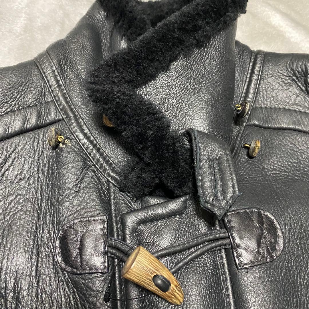 交渉中gco34 フーディーラムレザームートンダッフルコート　フード取外し可能