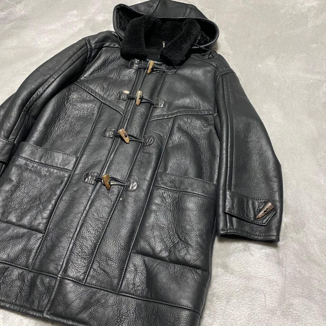 交渉中gco34 フーディーラムレザームートンダッフルコート　フード取外し可能