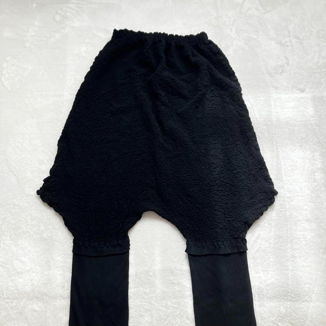 美品イッセイミヤケme 縮絨プリーツ サルエルパンツ ブラック