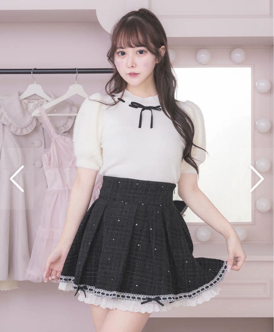 ♡最終お値下げ♡ pium ぴうむ コットンフリルタックフレアツイードスカート