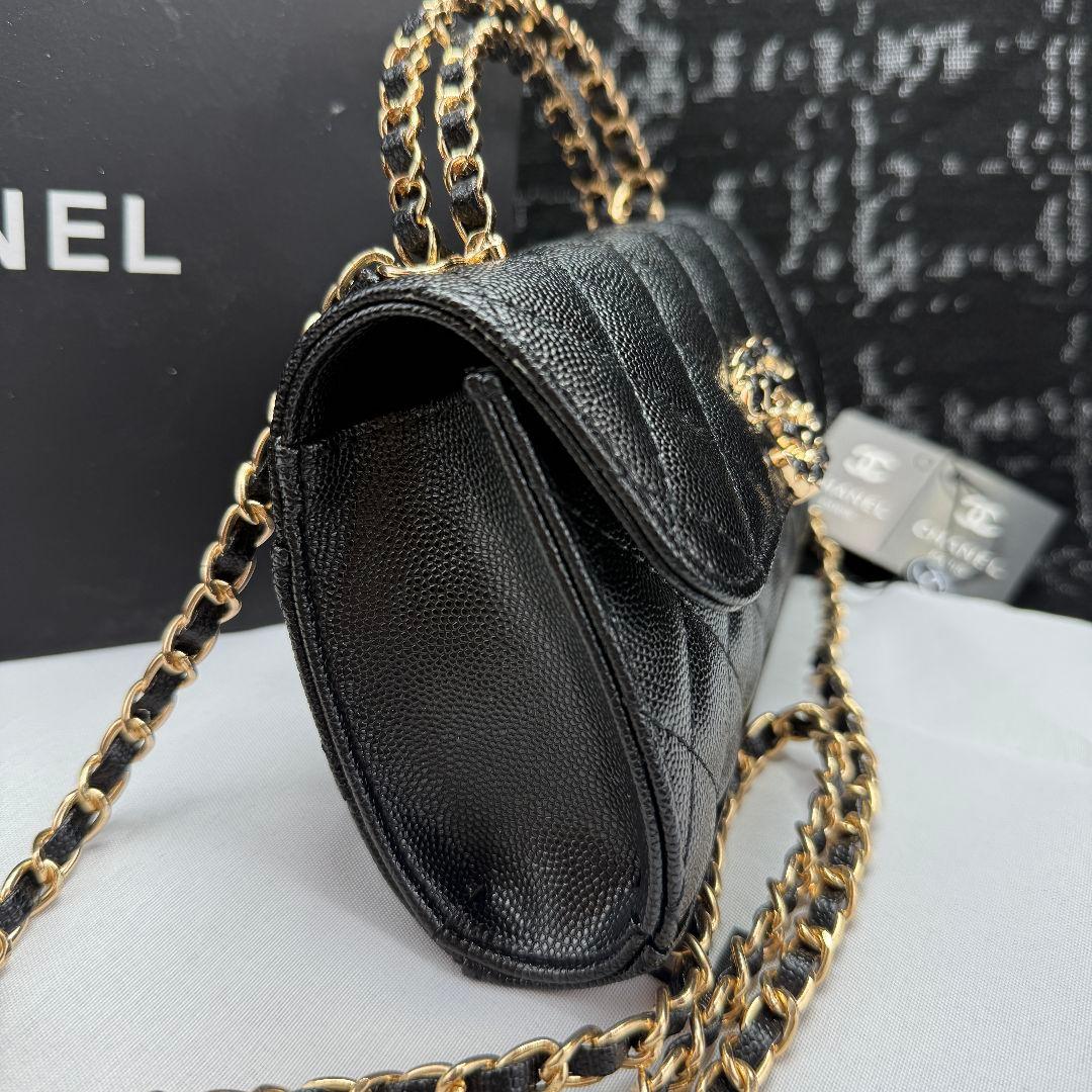【本日限定特価】CHANEL　ノベルティ　ブラックレザー ショルダーバッグ