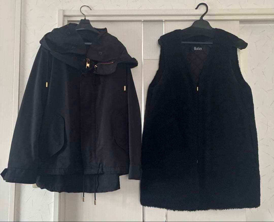 THE RERACS ライナー付きモッズコート ファーベスト ブラック 3WAY