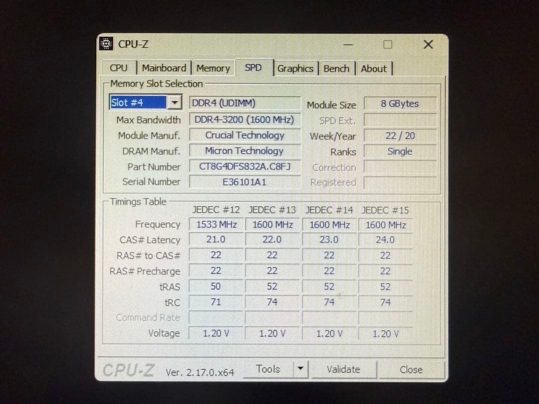 Crucial DDR4-3200 8GB×2枚 メモリ