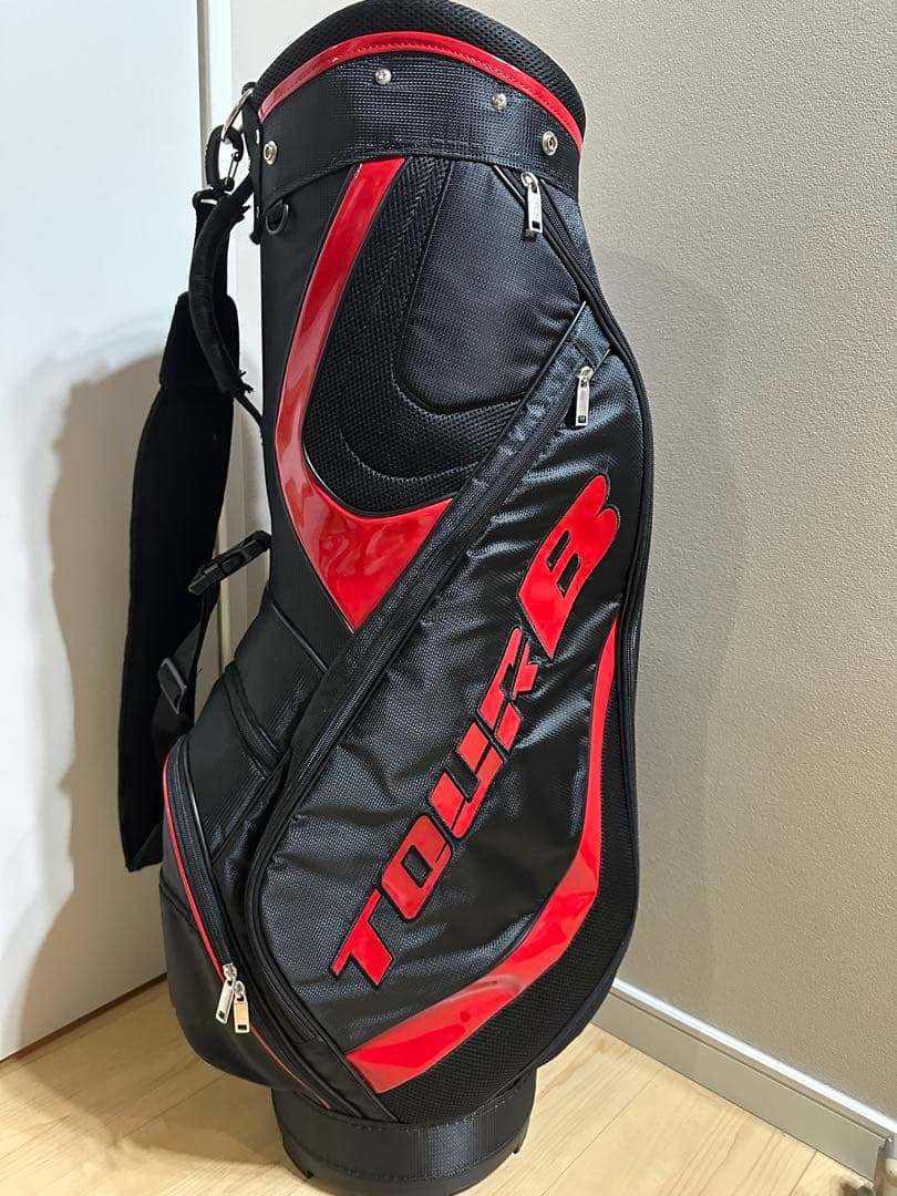 ブリヂストン TOUR B キャディバッグ 黒/赤 郵送用カバー付き