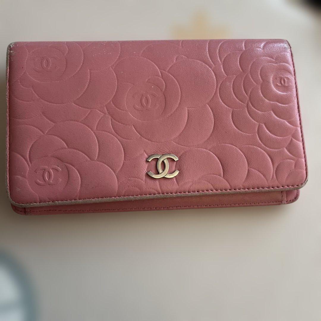 CHANEL ピンク 長財布 フラワーパターン