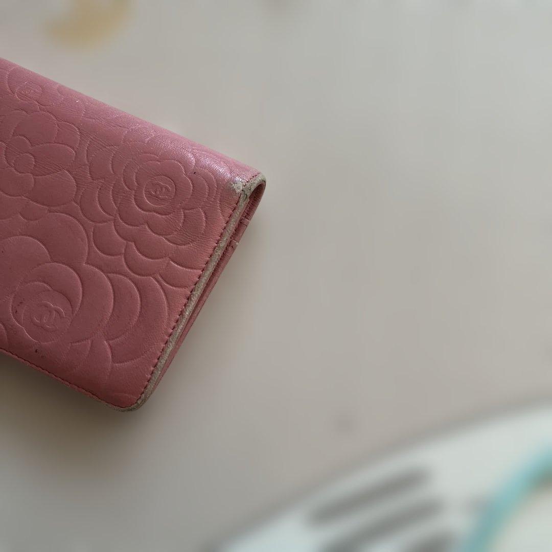 CHANEL ピンク 長財布 フラワーパターン