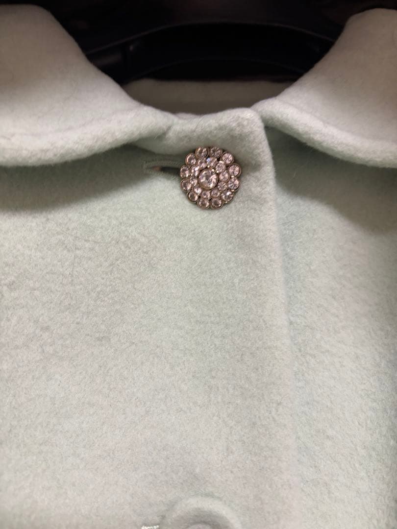 新品未使用マーリエパーエフデ ミントグリーン ウールコート　フォックスファー付き