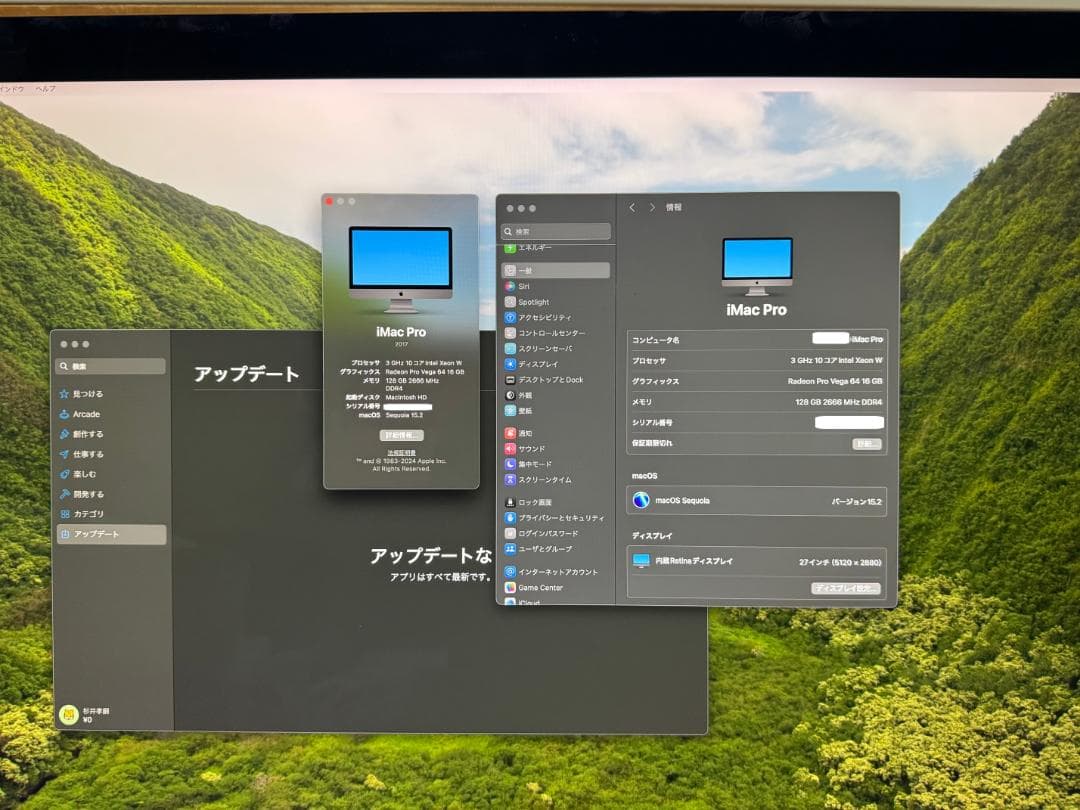 iMac Pro Xeon W 128GBメモリー 2TB SSD Vega64