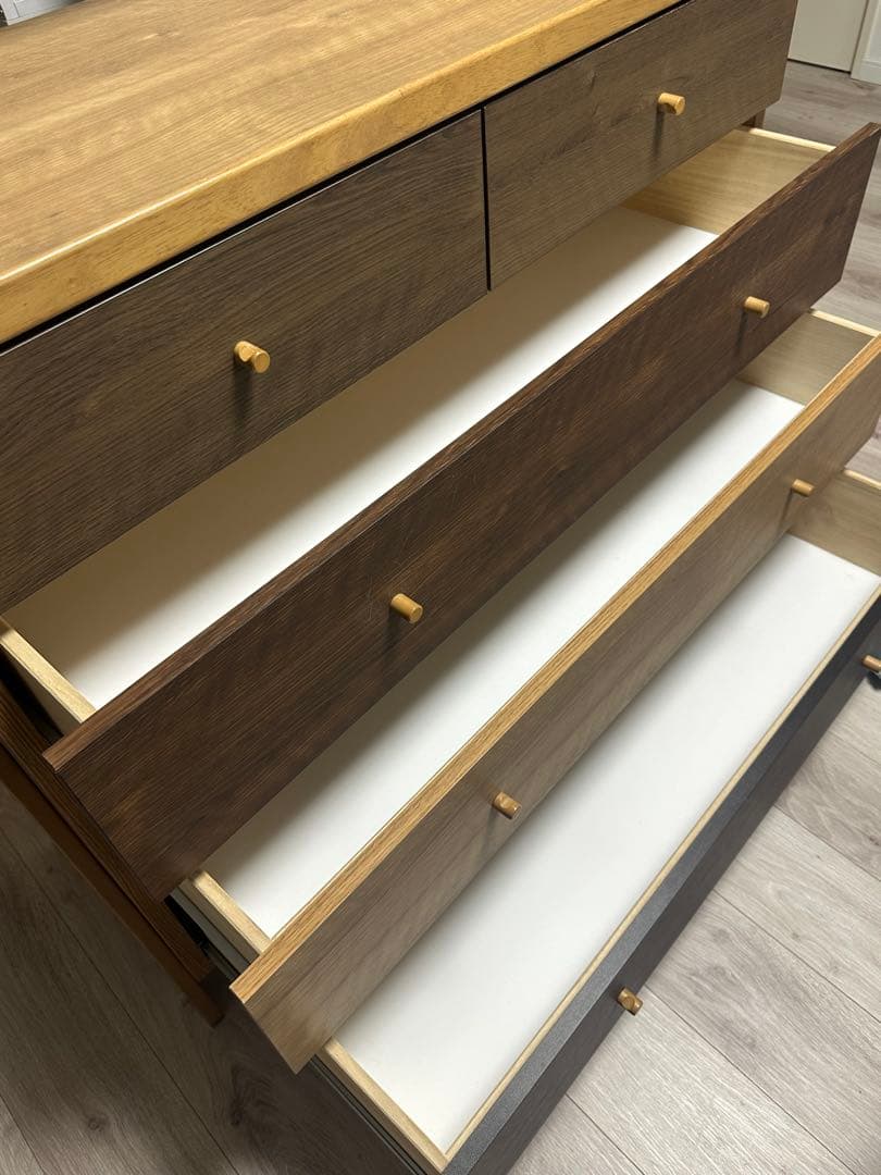 木製シンプルチェスト 5段引き出し付き