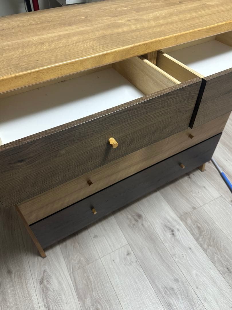 木製シンプルチェスト 5段引き出し付き