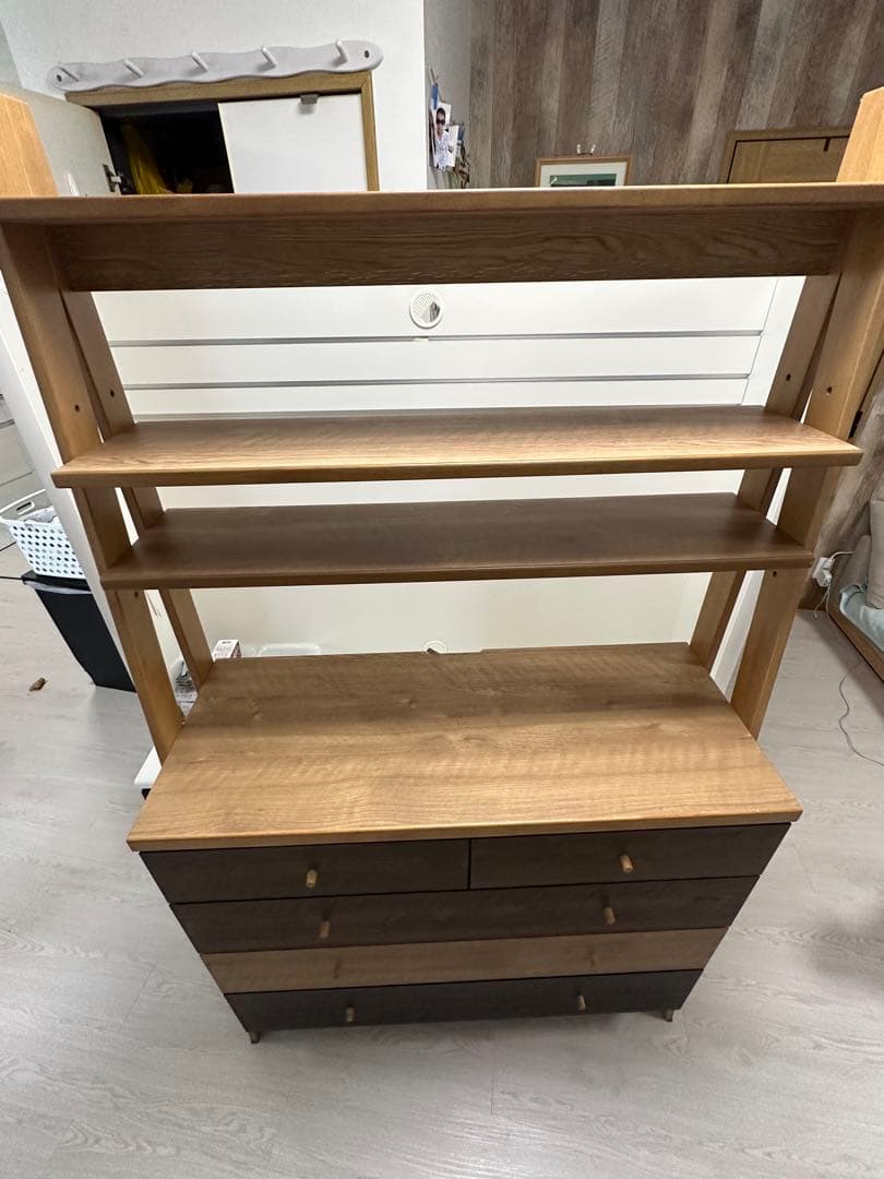 木製シンプルチェスト 5段引き出し付き