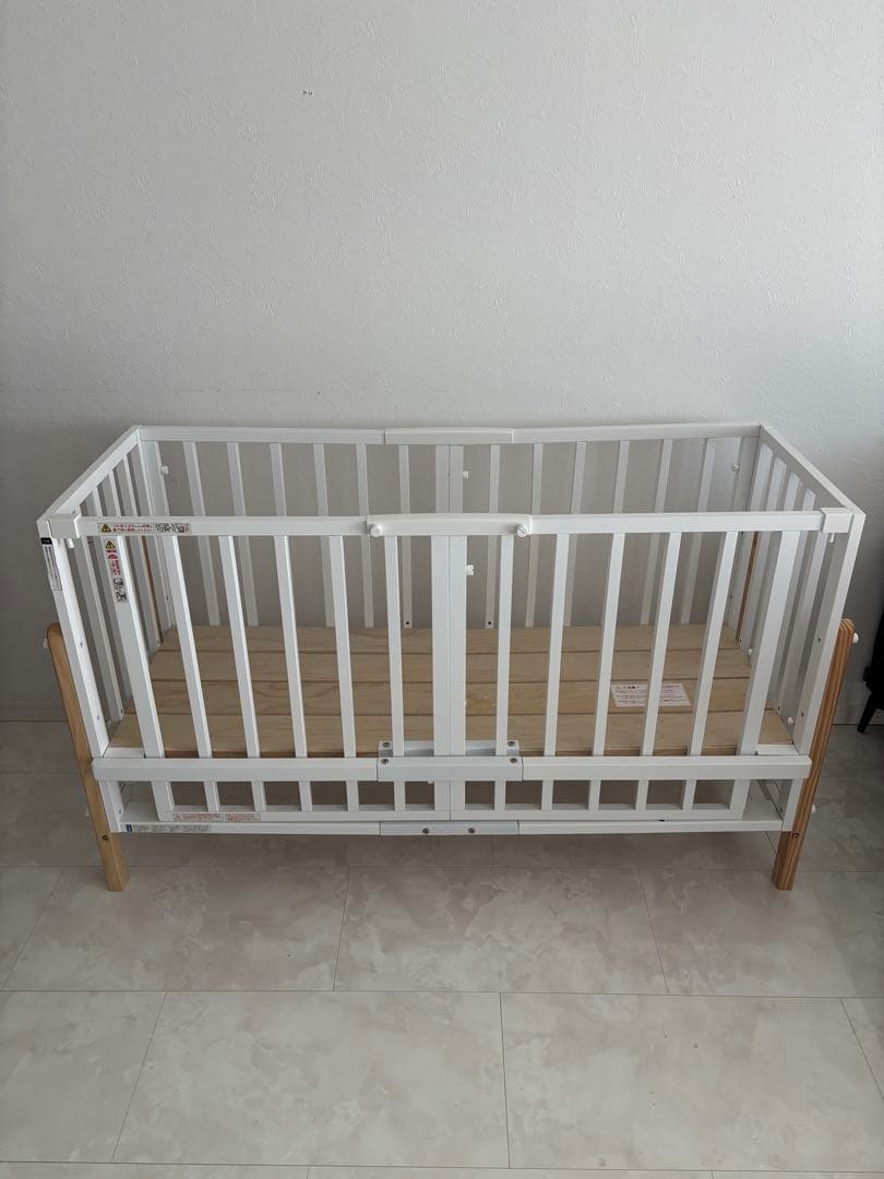 【よしみさま専用】そいねーる3 ホワイト木製ベビーベッド、マットレス付き