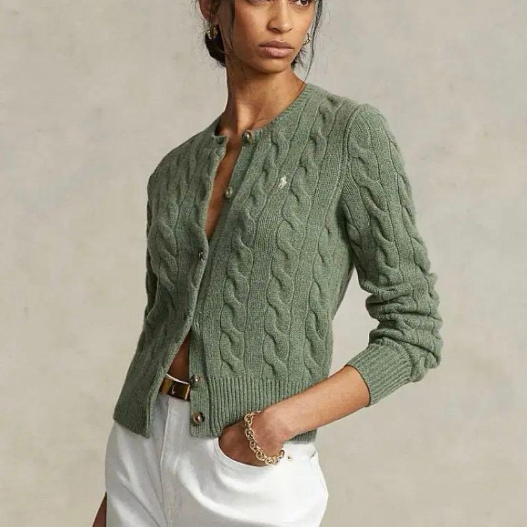 現行 RALPH LAUREN ラルフローレン ケーブル カシミヤ カーディガン
