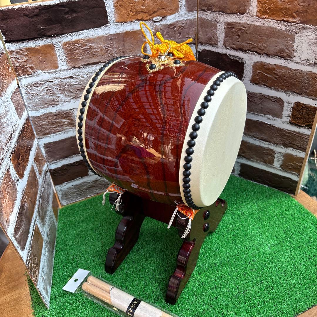 小型 飾り和太鼓 バチ付き文字入り浅野太鼓