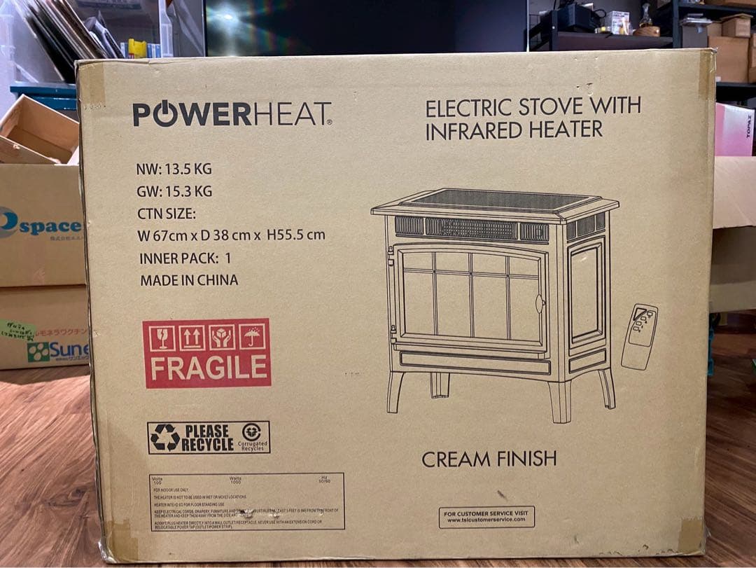 新品 未使用 暖炉型ファンヒーター 白 ホワイト 白家具 インテリア ストーブ