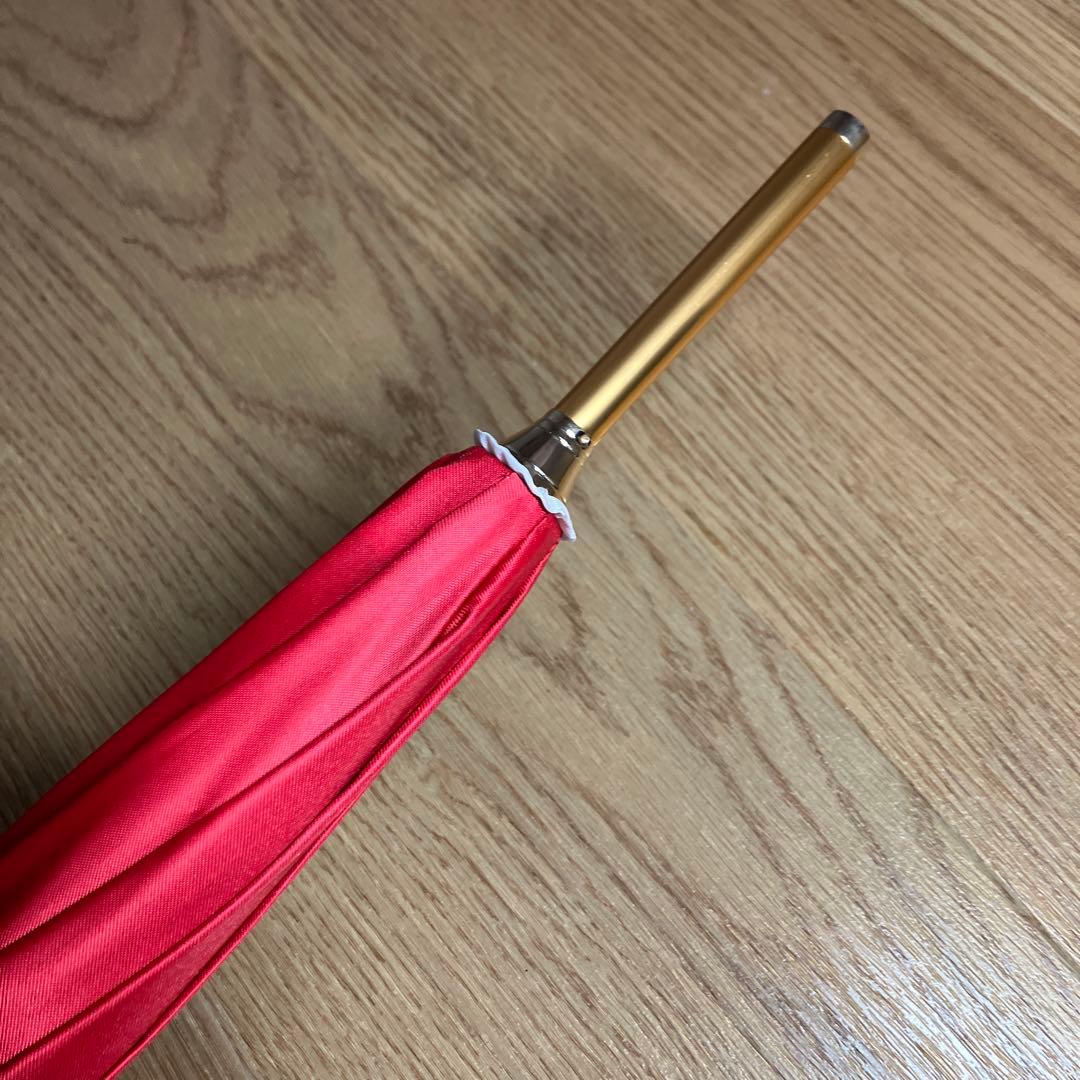 【未使用品】フルラ ボーダー 晴雨兼用 長傘 日傘 ジャンプ式 レッド