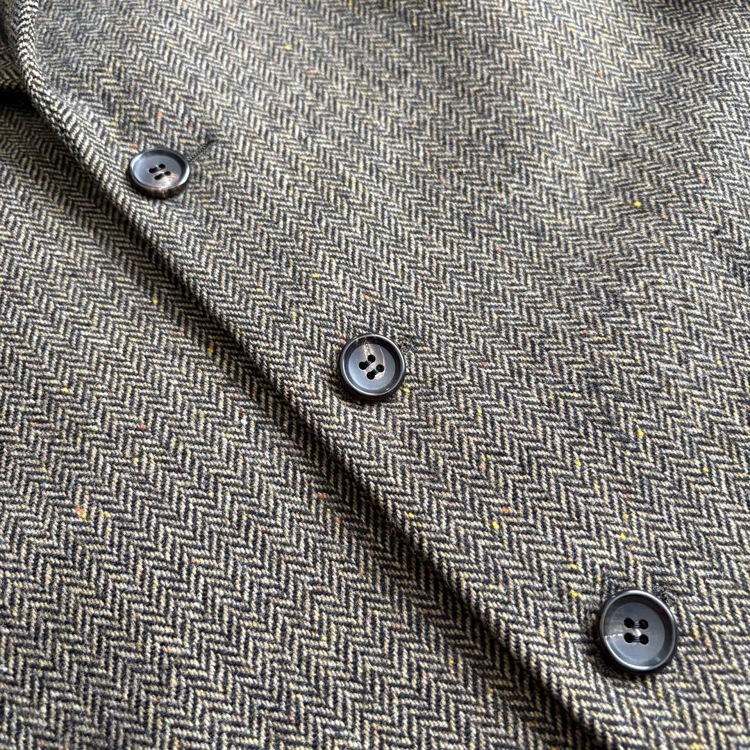 美品✨ Papas ヘリンボーンツイードJK 茶 L MOON生地 ウール100