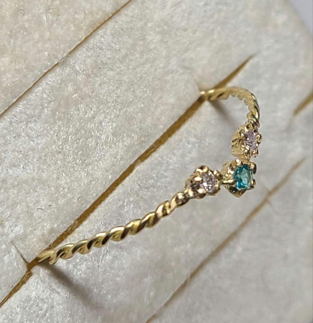 ミラノお星さま★バターリャパライバトルマリン&ピンクダイヤモンド18金★