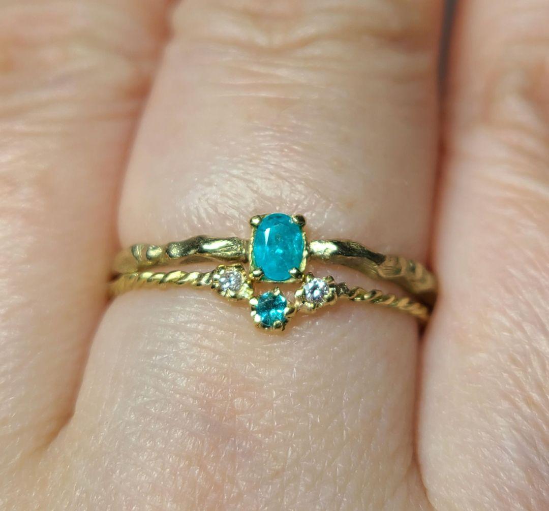 ミラノお星さま★バターリャパライバトルマリン&ピンクダイヤモンド18金★