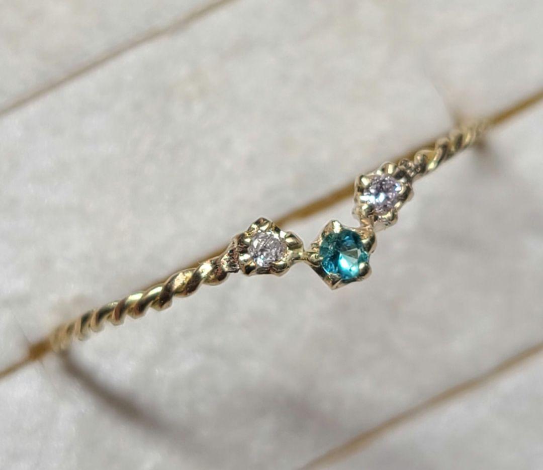 ミラノお星さま★バターリャパライバトルマリン&ピンクダイヤモンド18金★