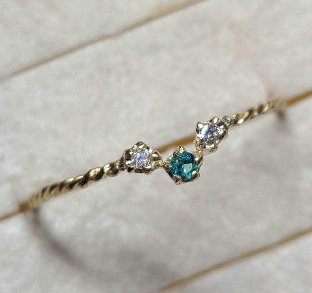 ミラノお星さま★バターリャパライバトルマリン&ピンクダイヤモンド18金★