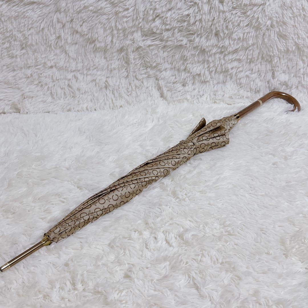 【良品】セリーヌ　長傘　トリオンフ　Cマカダム　総柄　ベージュ　90cm