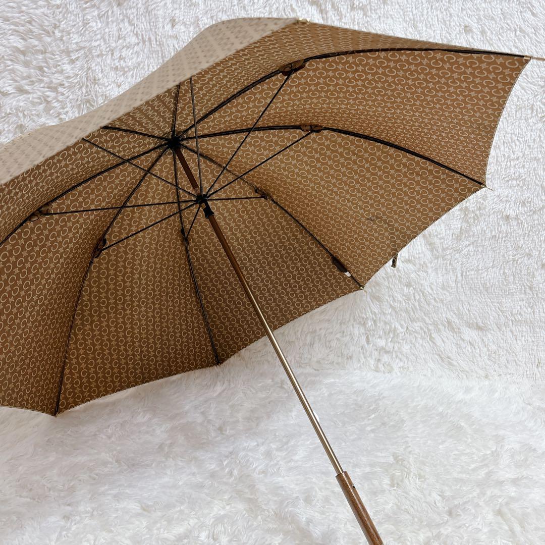 【良品】セリーヌ　長傘　トリオンフ　Cマカダム　総柄　ベージュ　90cm