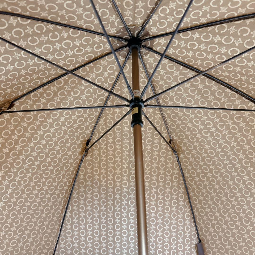 【良品】セリーヌ　長傘　トリオンフ　Cマカダム　総柄　ベージュ　90cm