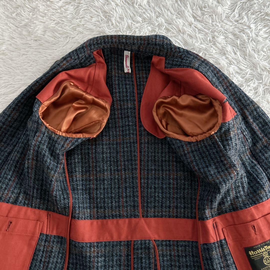 美品✨ 100周年 ハリスツイード テーラードジャケット くるみ 牛革 チェック