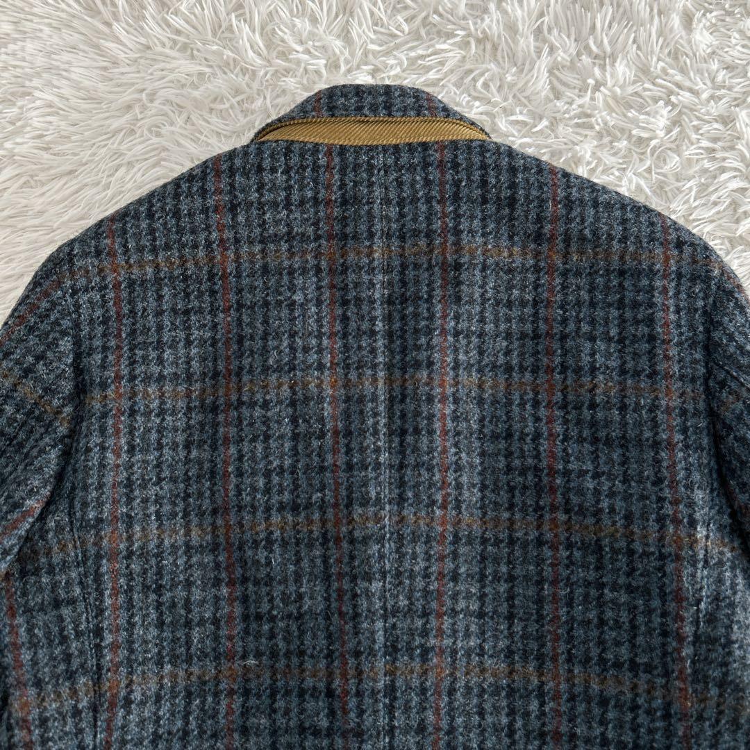 美品✨ 100周年 ハリスツイード テーラードジャケット くるみ 牛革 チェック