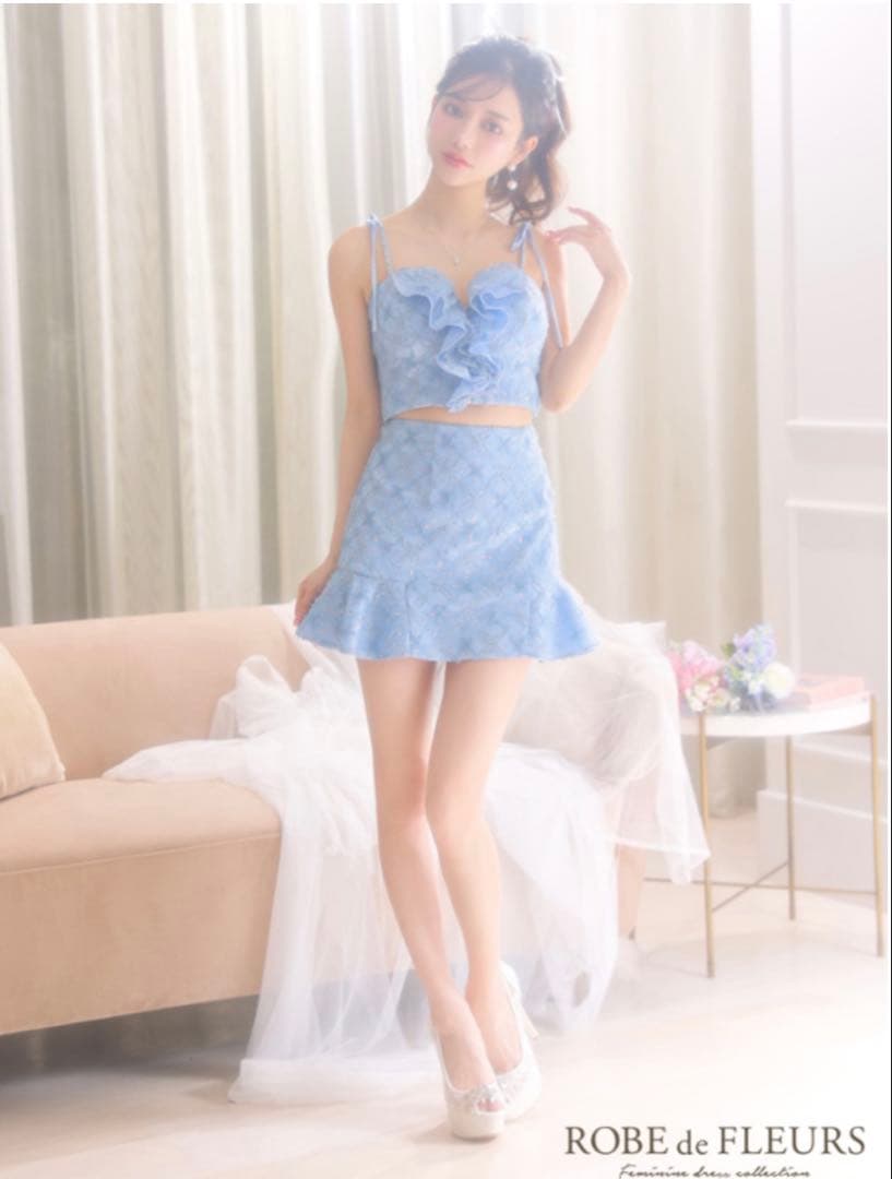 ROBE de FLEURS 水色フリルドレス Sサイズ