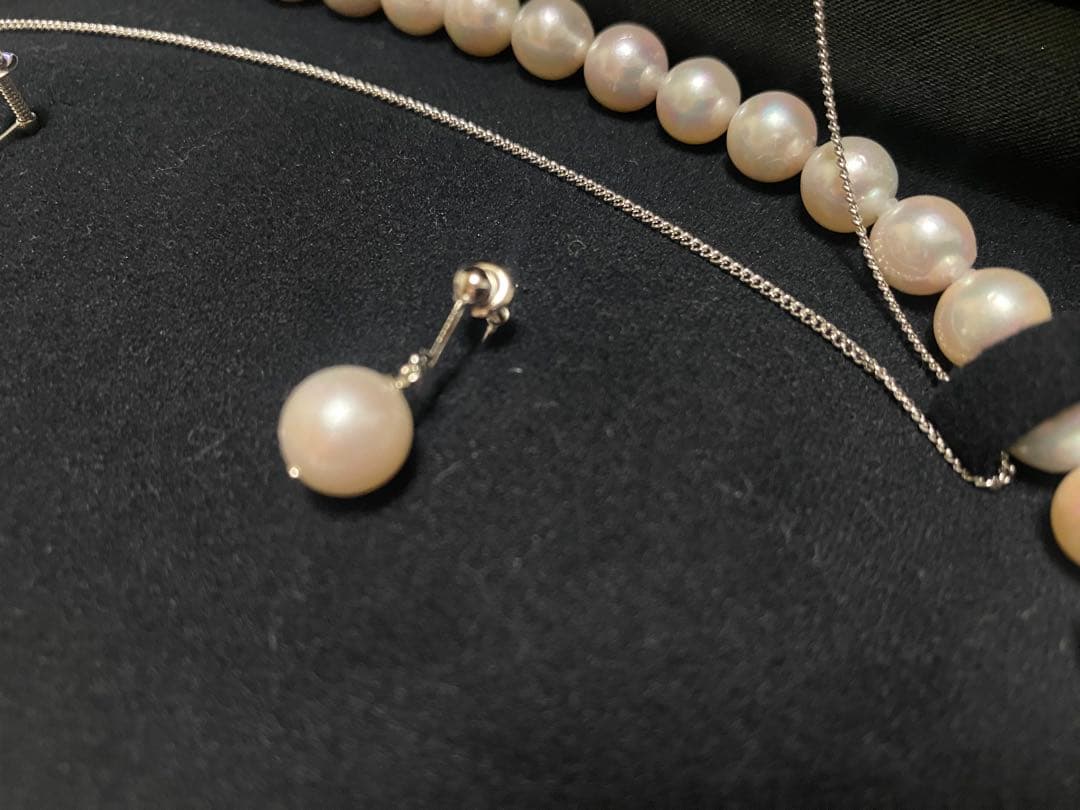 あこや真珠3点セット【ネックレス・イヤリング】鑑別書付　8.5〜9.0mm 大粒