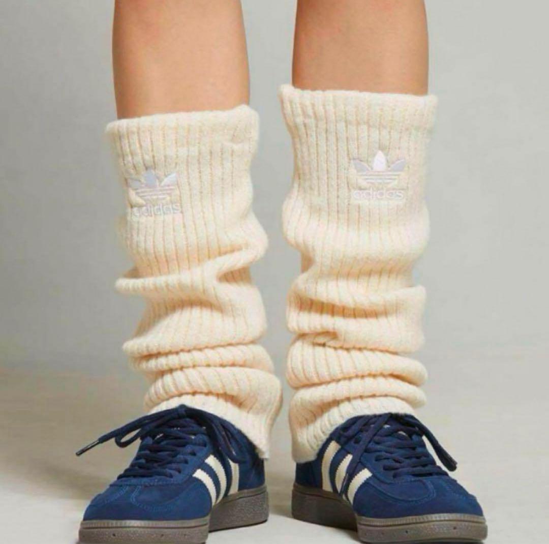 adidas リブ編みレッグウォーマー白黒2点セット