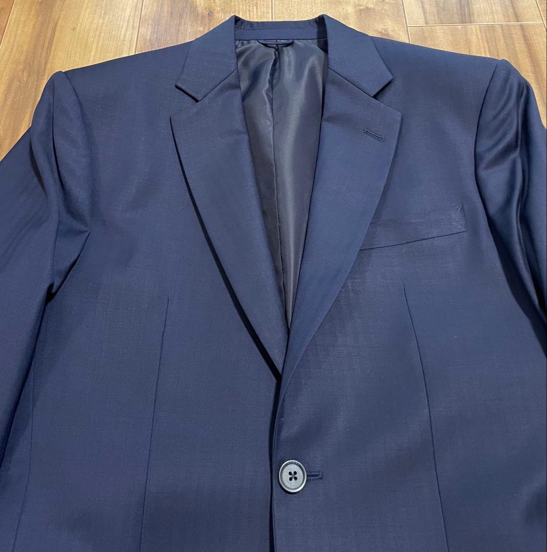 【未使用】高級感あるネイビーシャドーストライプ　オーダースーツ　紺　無地