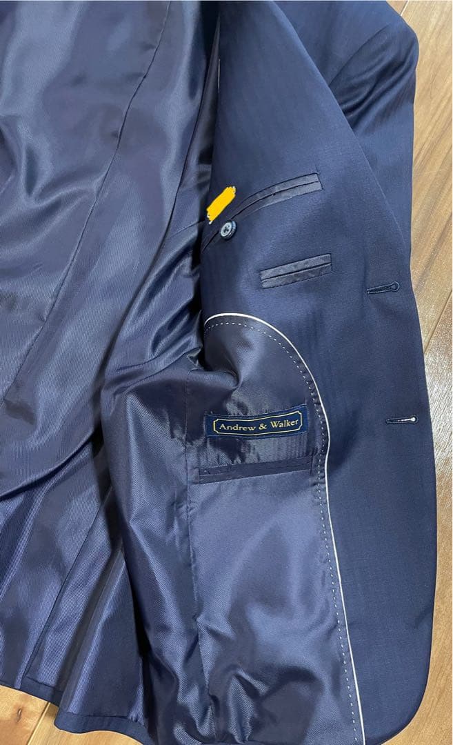 【未使用】高級感あるネイビーシャドーストライプ　オーダースーツ　紺　無地