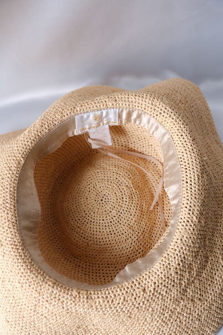 ヘレンカミンスキーベージュ 麦わら帽子レザーバンド付きゴールデンウィークsale
