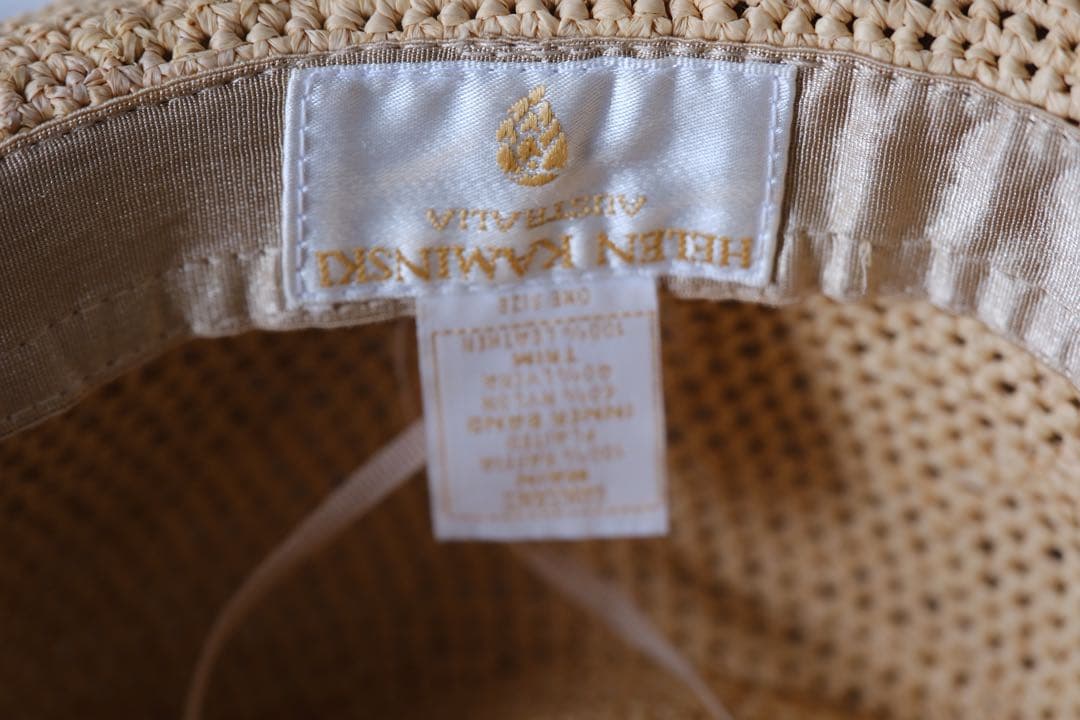 ヘレンカミンスキーベージュ 麦わら帽子レザーバンド付きゴールデンウィークsale