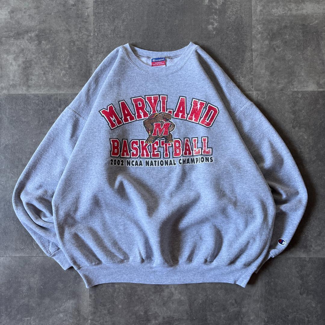 00s Champion スウェット プリントロゴ 灰 XXL A420 短丈