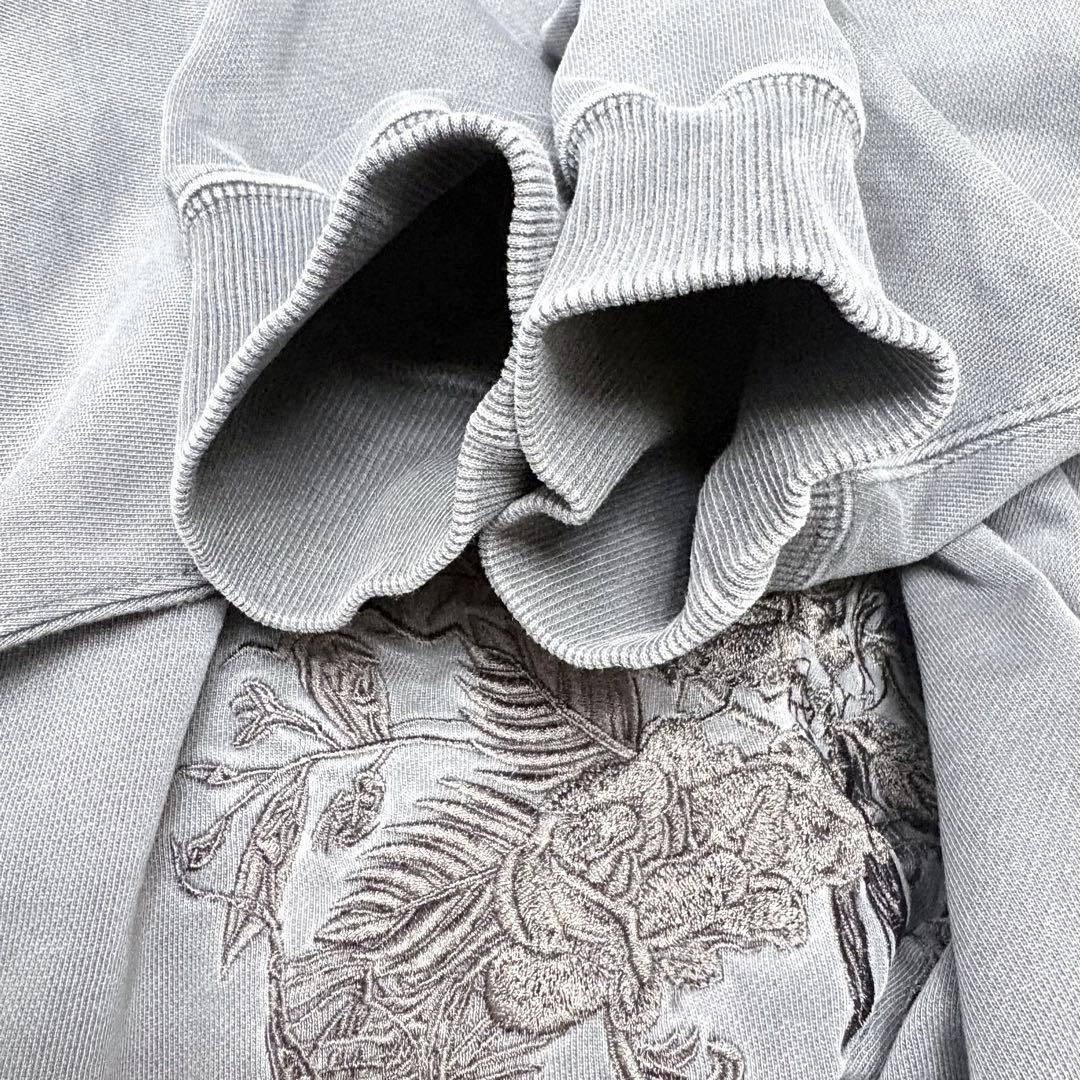 【完売品】刺繍 スウェット オーバーサイズ チャコール コットン プルオーバー