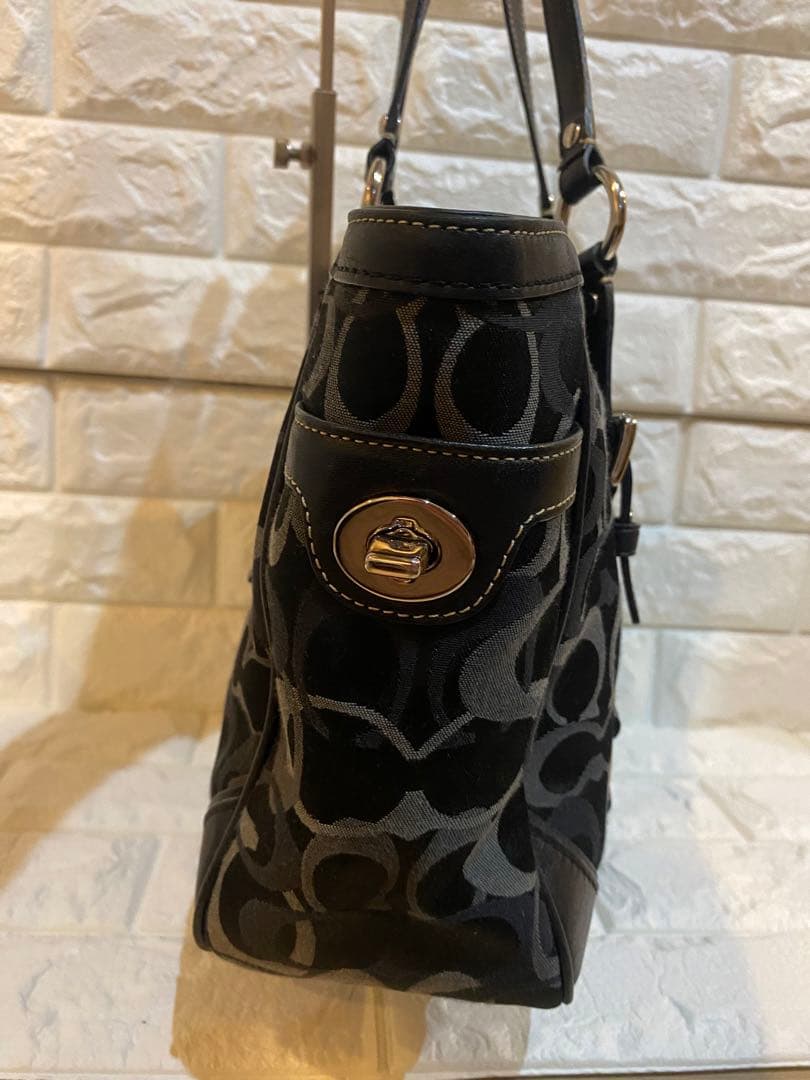 コーチ 15669 トートバッグ シグネチャー ナイロン レザー 黒 y2k