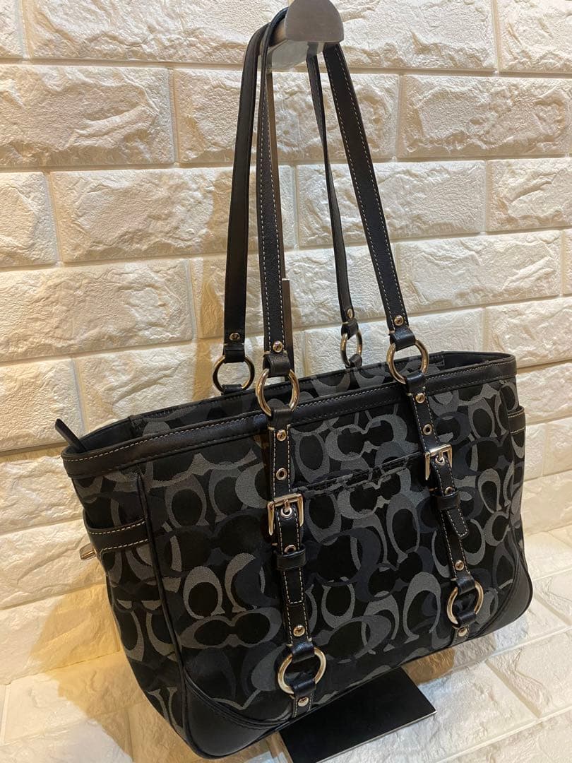 コーチ 15669 トートバッグ シグネチャー ナイロン レザー 黒 y2k