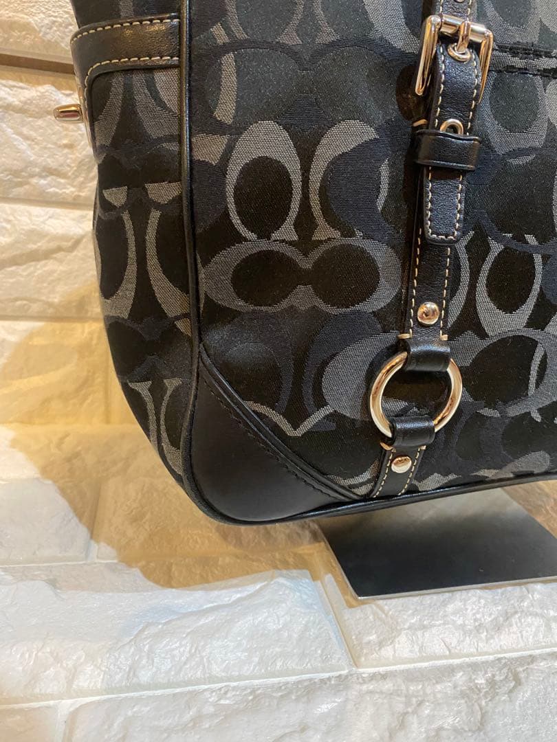 コーチ 15669 トートバッグ シグネチャー ナイロン レザー 黒 y2k