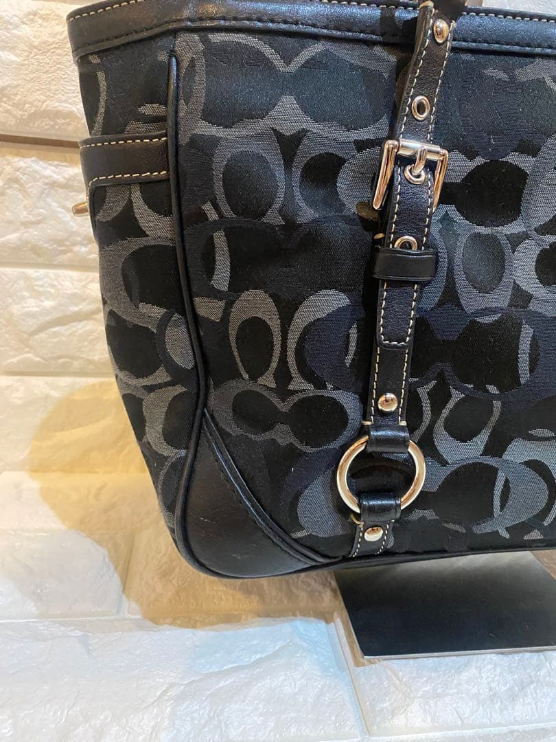 コーチ 15669 トートバッグ シグネチャー ナイロン レザー 黒 y2k