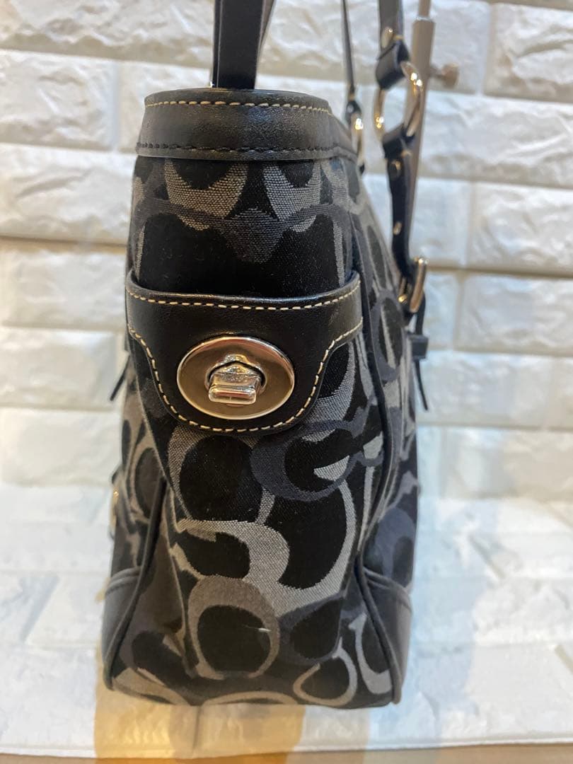 コーチ 15669 トートバッグ シグネチャー ナイロン レザー 黒 y2k