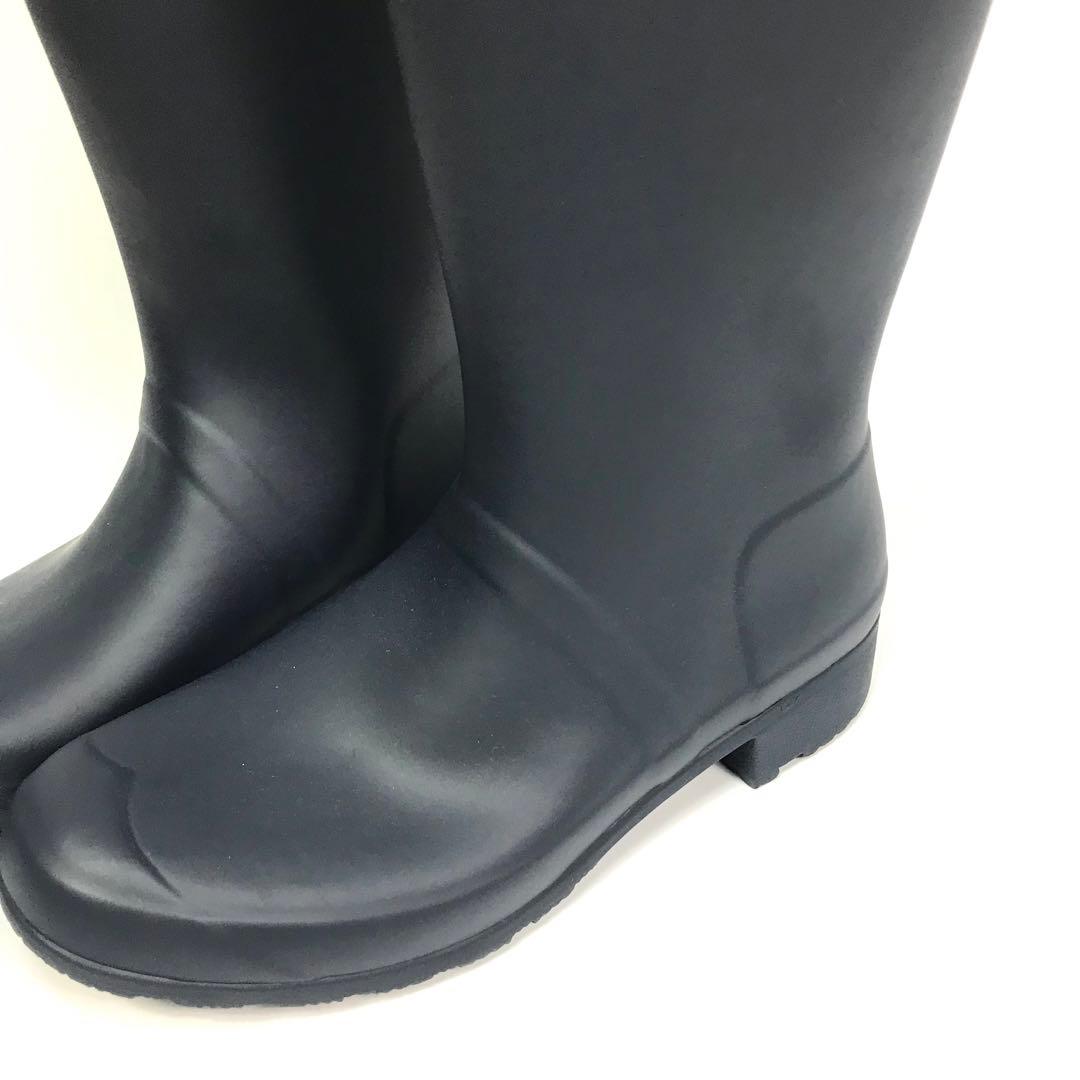 美品 ハンター レインブーツ バックル付き UK6 24.5cm ブラック 袋付