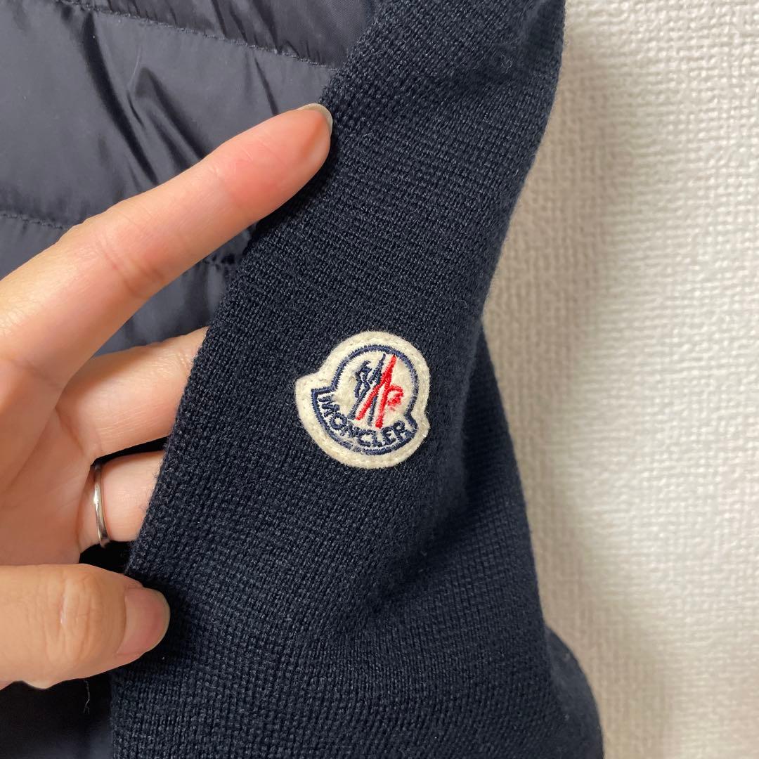 MONCLER ハイブリッド ダウンカーディガン メンズ ネイビー M