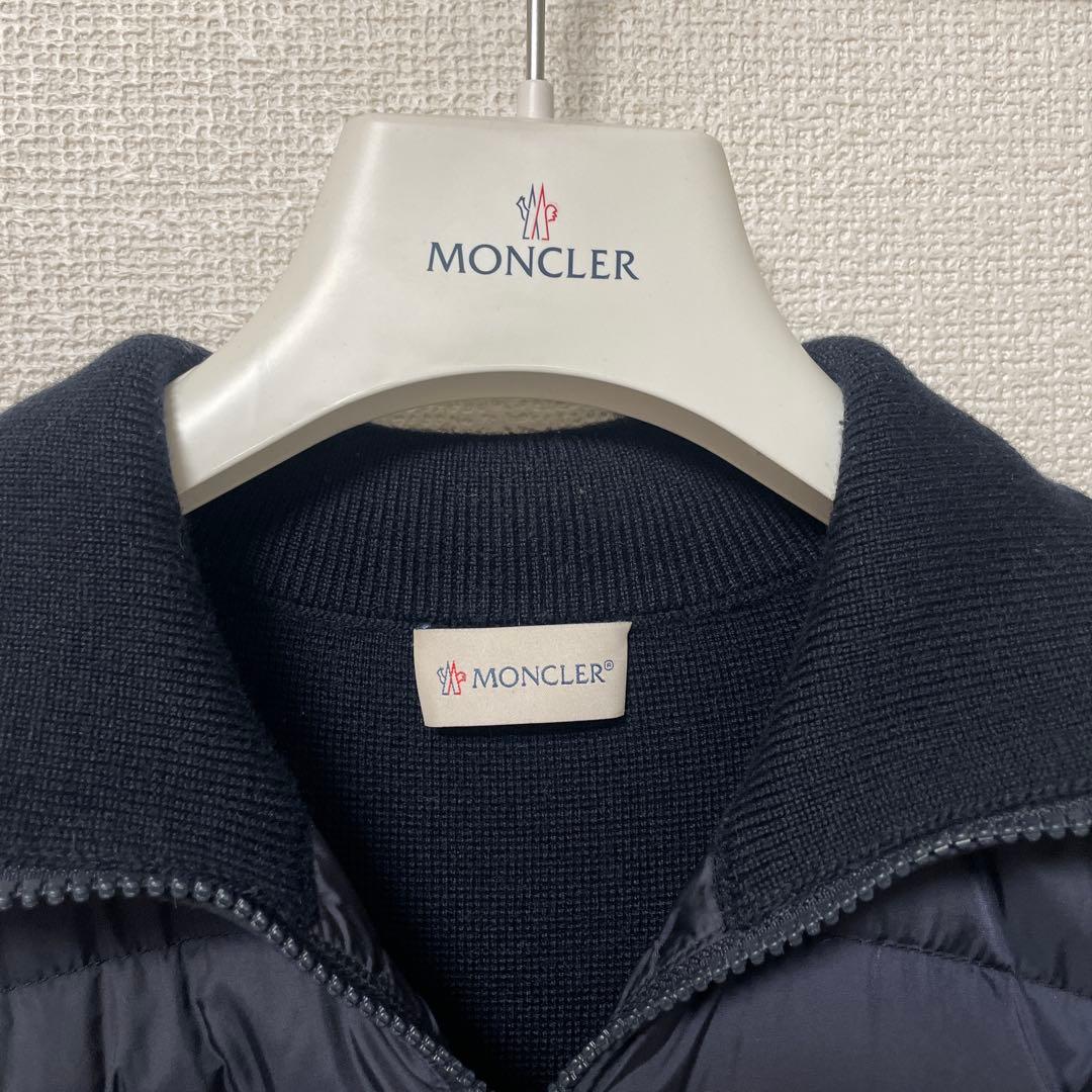 MONCLER ハイブリッド ダウンカーディガン メンズ ネイビー M