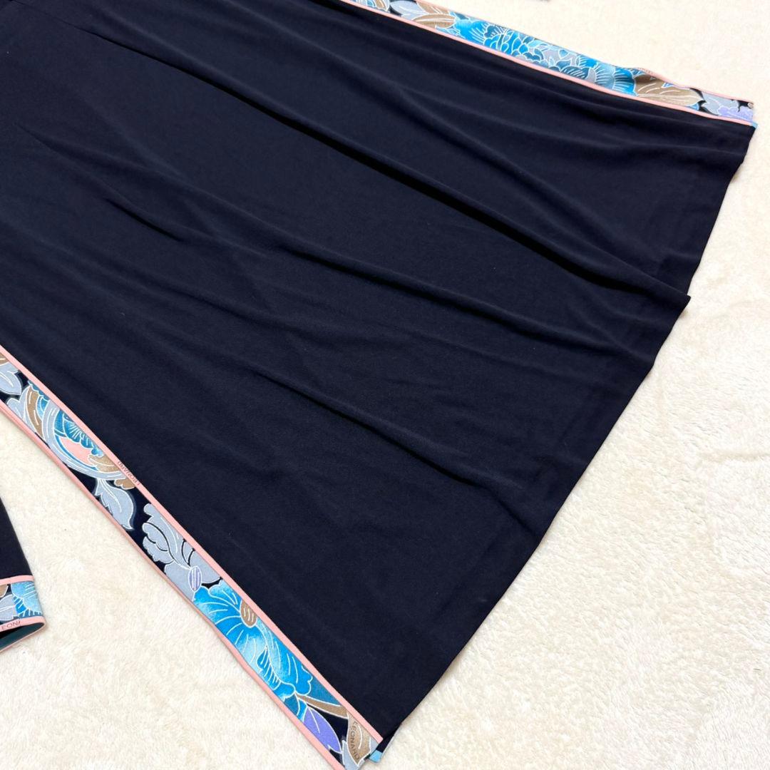 美品 レオナール カンカン フラワートリム チュニック サイドスリット XL