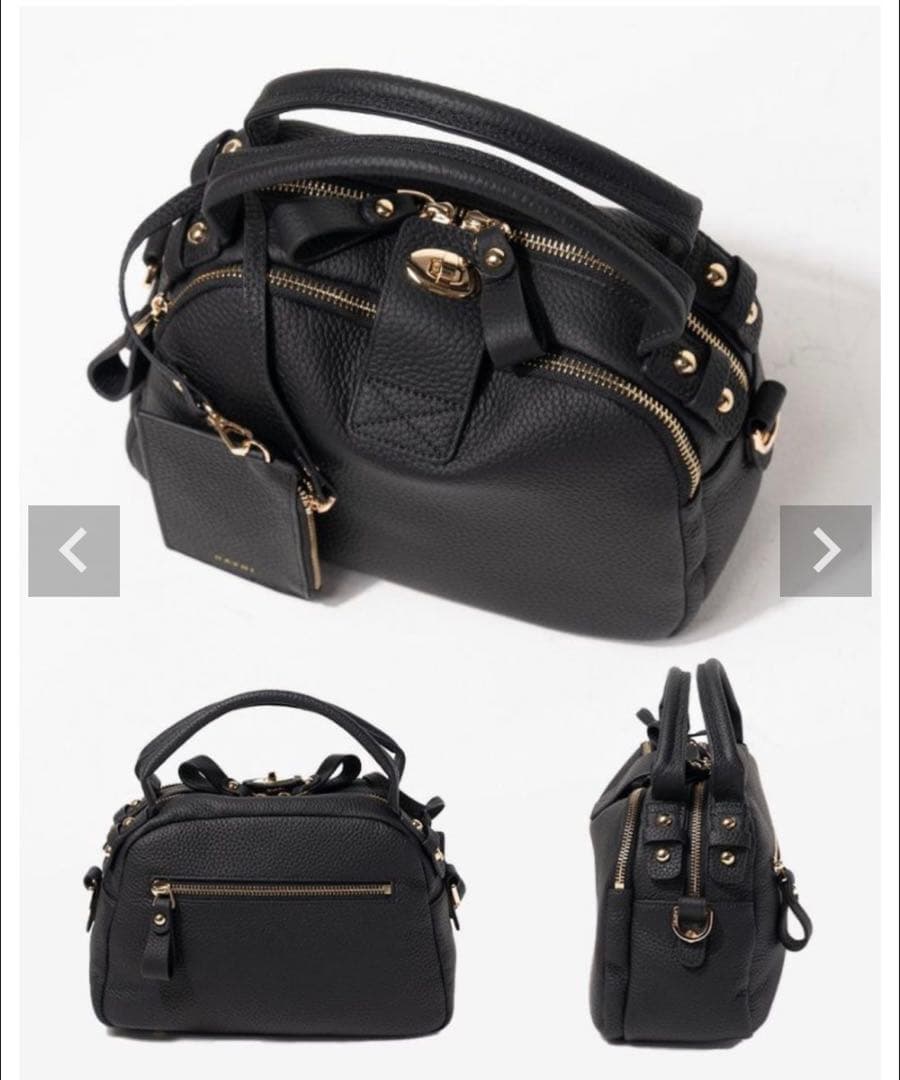 HAYNI ネネロシェ　本革　牛皮 ブラック×シルバー 2wayハンドバッグ