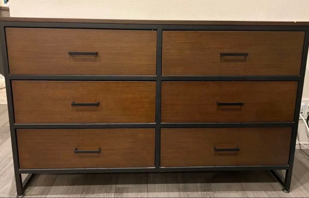 モダン6段チェスト 木製・金属フレーム　〆2月20日まで